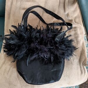 Elegant Black Feathered Women's Bag